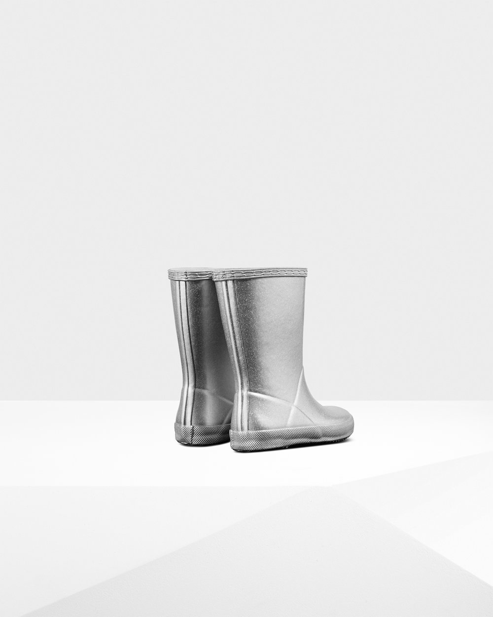 Kids Hunter Rain Boots Silver - Original First Classic Cosmic Glitter - 0142936-OX